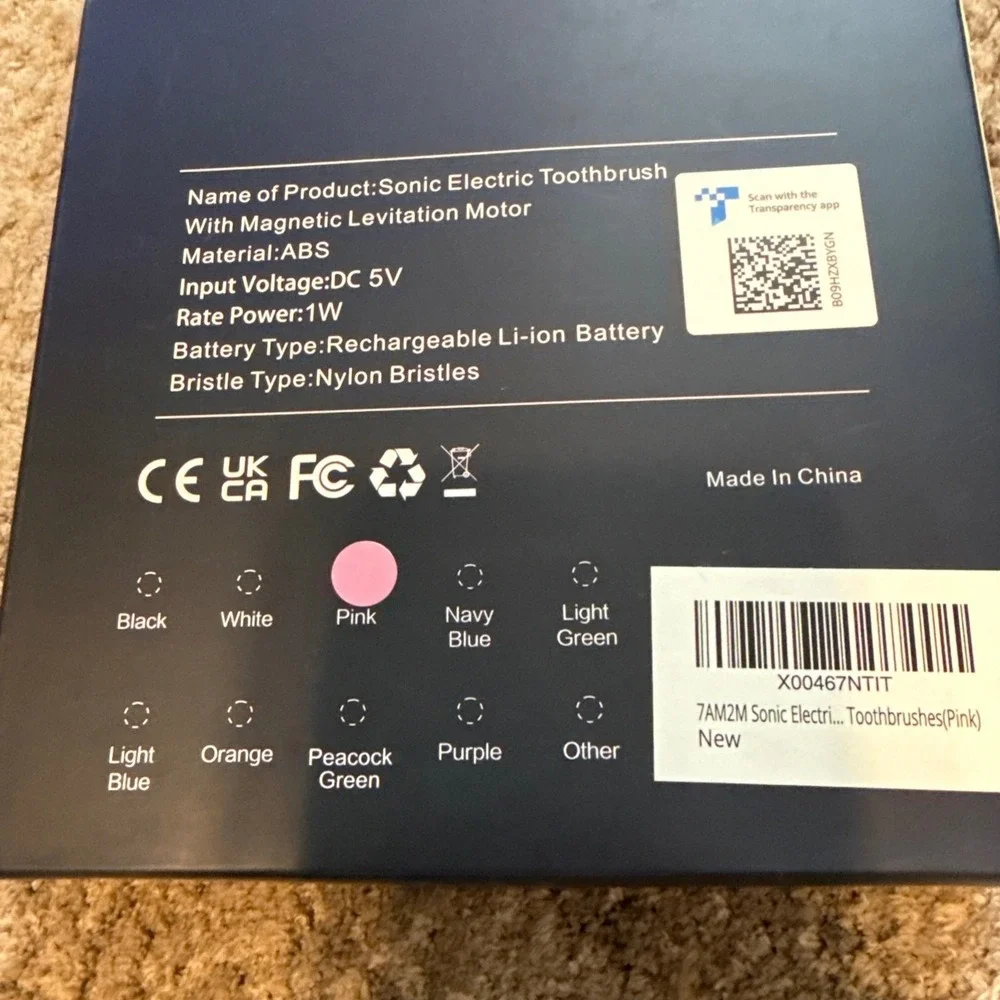 7am2m Model AM100 Sonic Electric Toothbrush Pink Motor 5 Modes Rechargeable